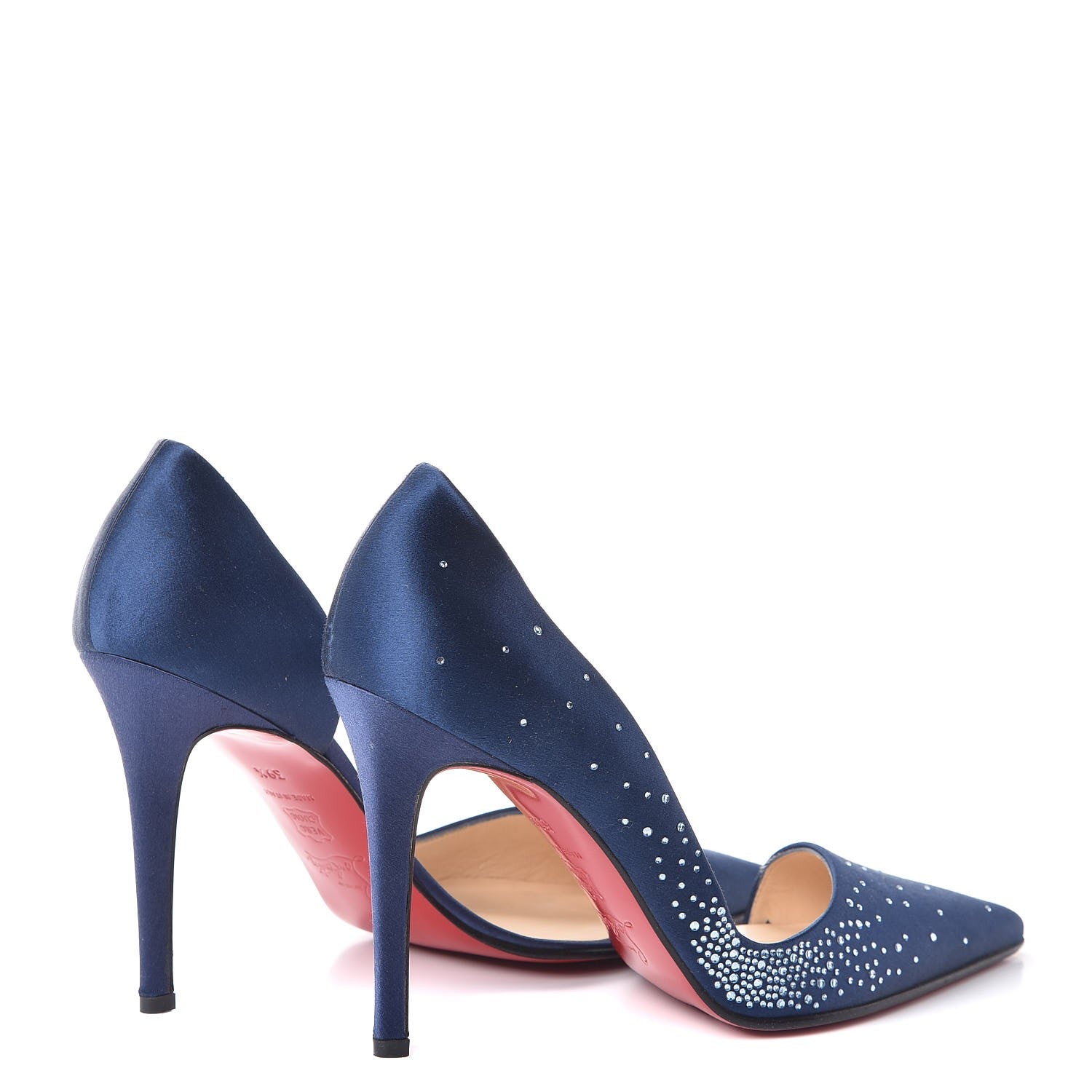 Christian Louboutin Satin New Helmut 100 Pumps 39.5 Navy 4 of 7