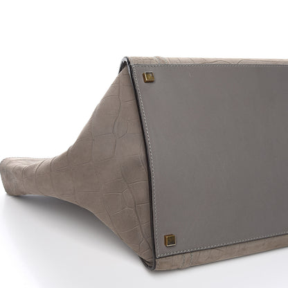 Celine Crocodile Embossed Nubuck Medium Phantom Luggage Grey 8 of 12