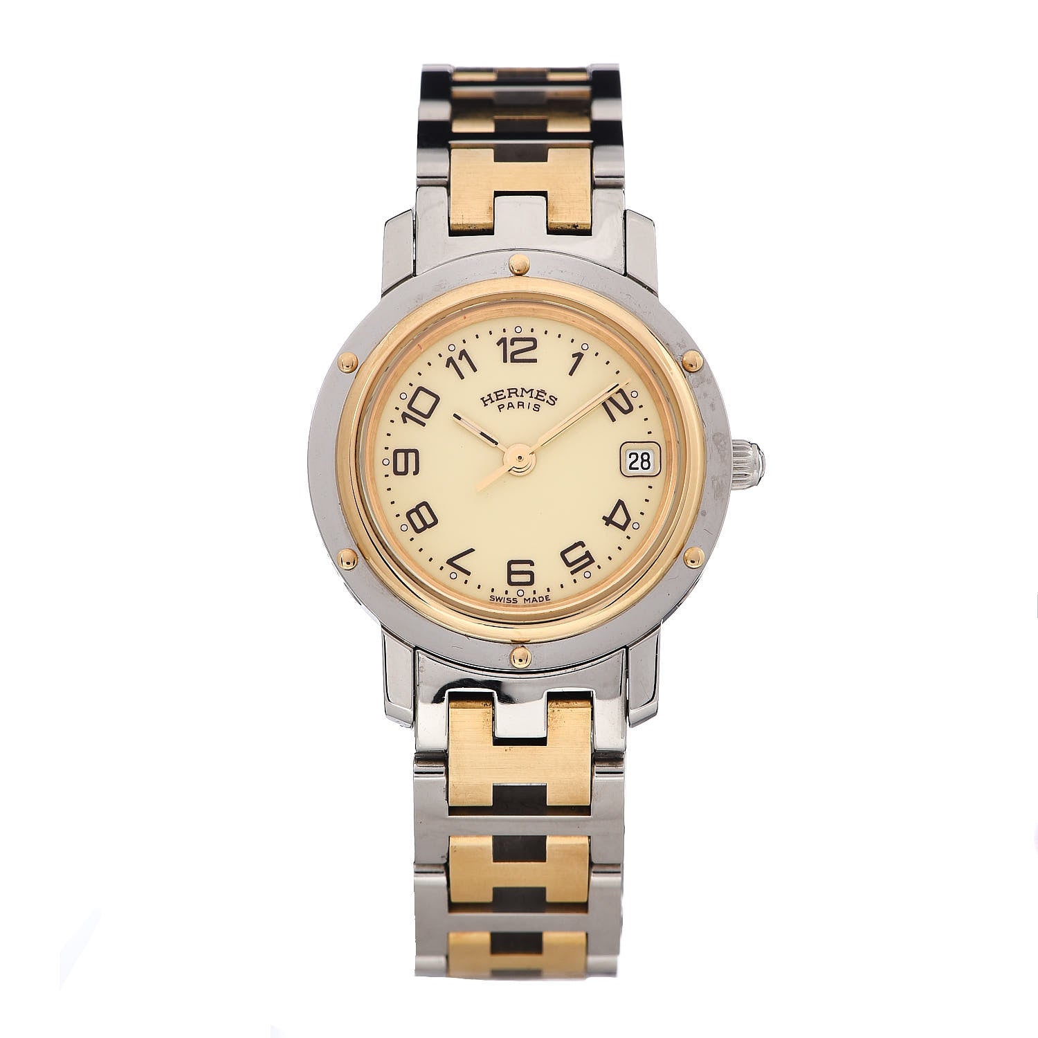 Hermes Stainless Steel 24mm Clipper Quartz Watch Gold 1 of 6