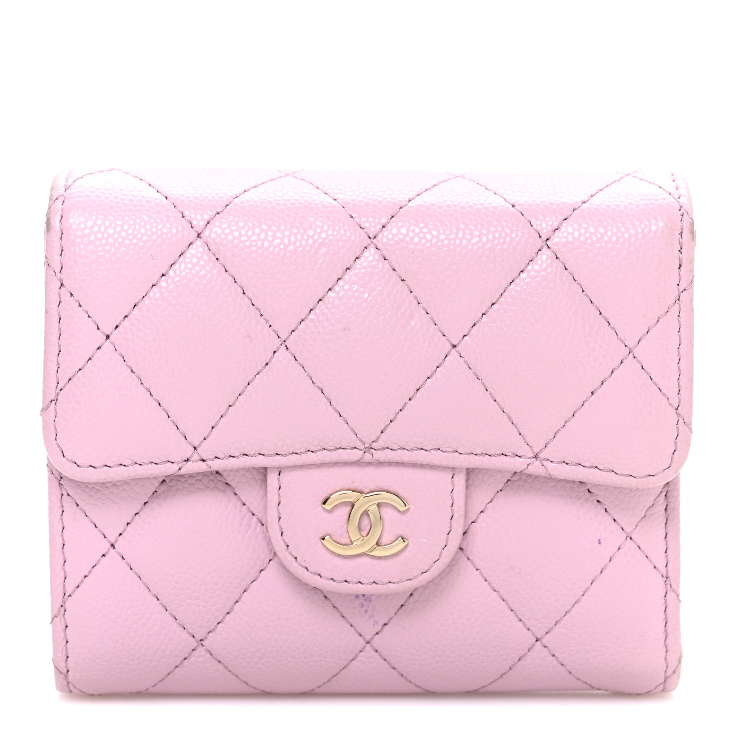Chanel Caviar Quilted Compact Flap Wallet Light Pink 1 of 9