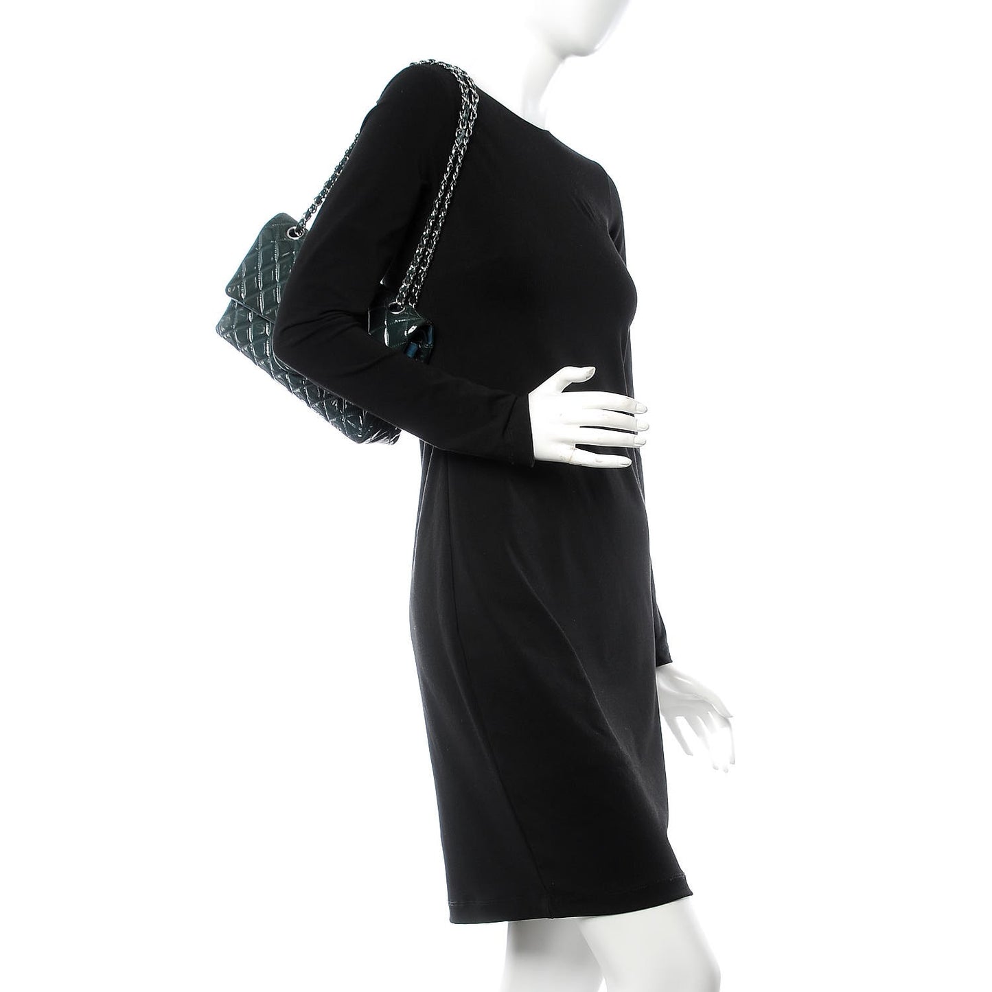 Patent Quilted Medium Double Flap Turquoise