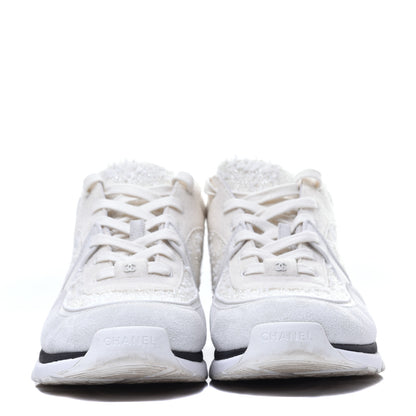 Chanel Tweed Suede Mens CC Sneakers 45 White 2 of 9