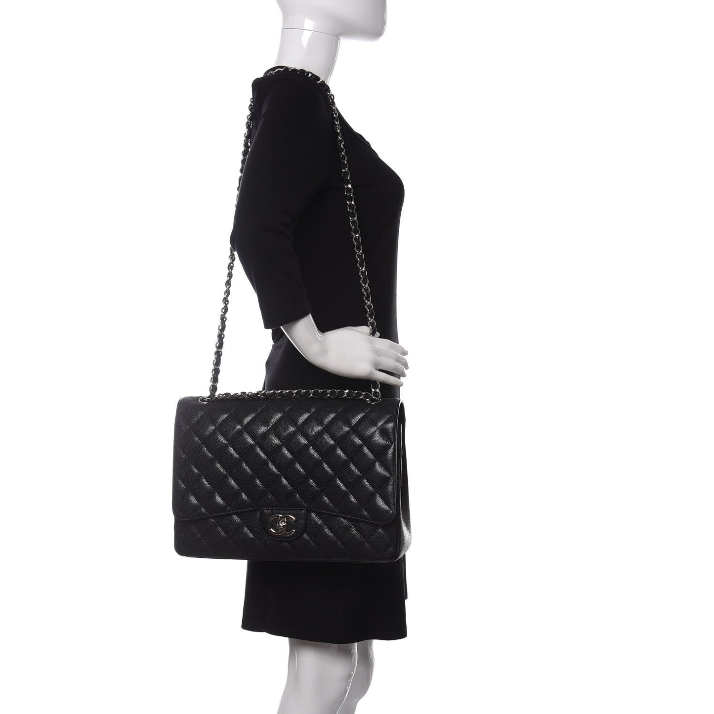 Caviar Quilted Maxi Double Flap Black