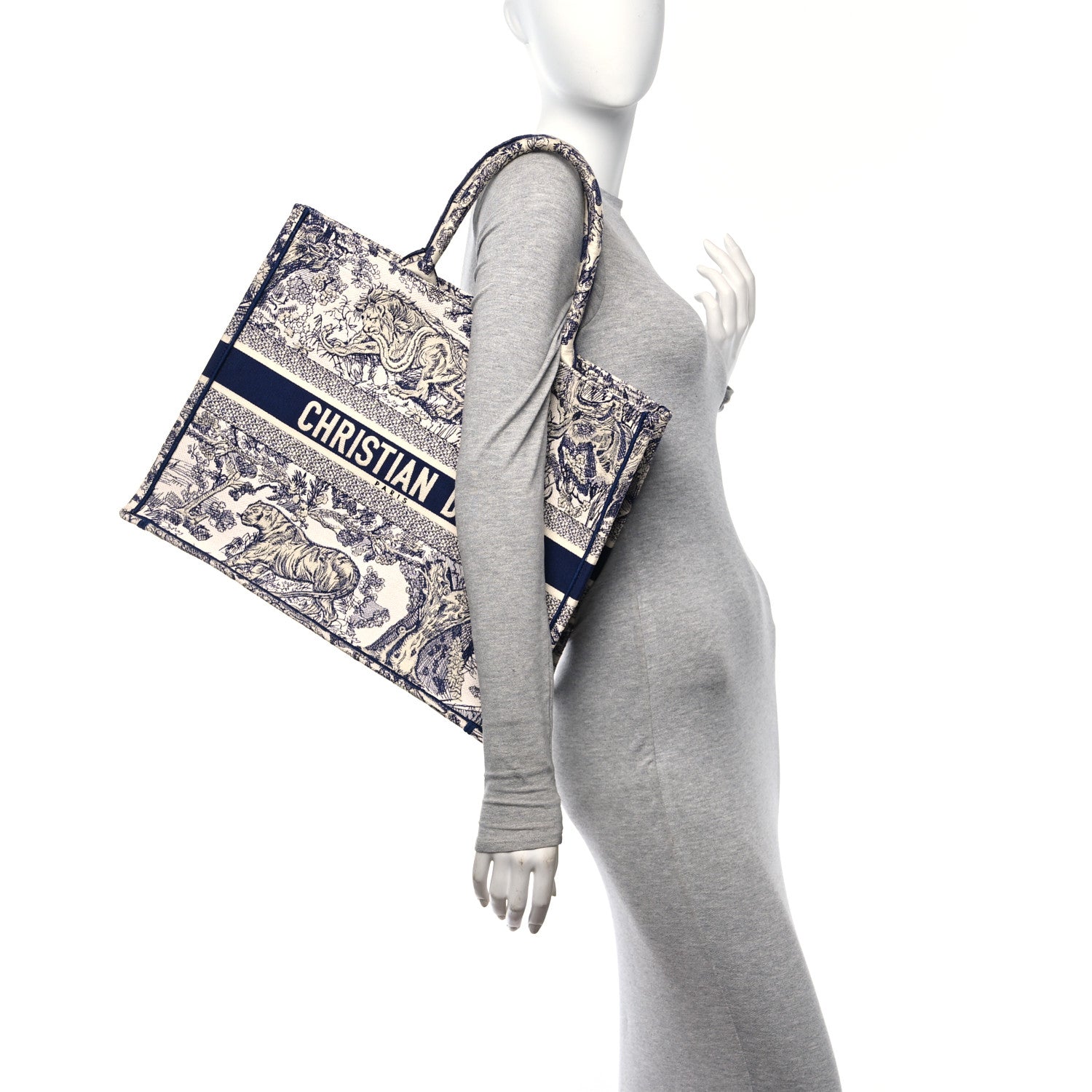 Christian Dior Canvas Embroidered Large Dioriviera Toile De Jouy Book Tote Blue 2 of 10