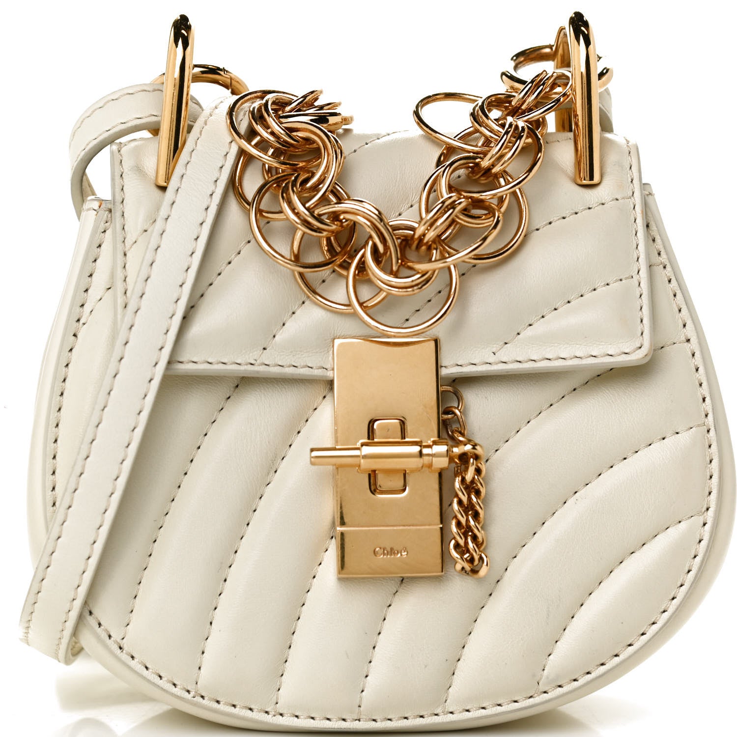 Chloe Calfskin Quilted Nano Drew Bijou Shoulder Bag Natural White 6 of 10