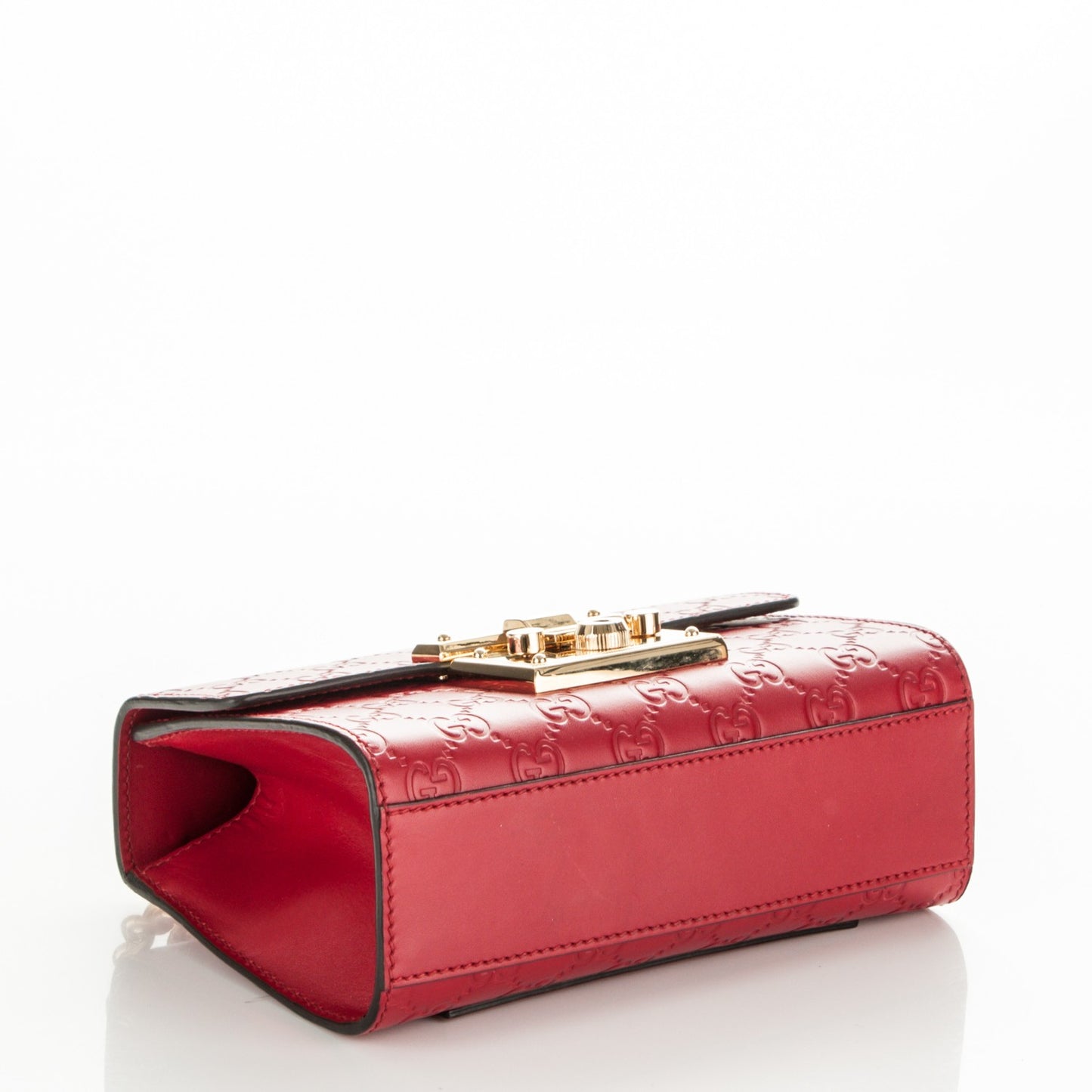Guccissima Small Padlock Shoulder Bag Hibiscus Red