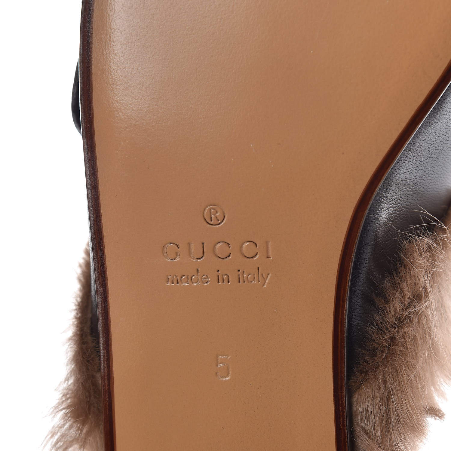 Gucci Goatskin Fur Web GG Mens Princetown Slippers 5 Cocoa 7 of 8