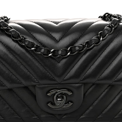 Chanel Lambskin Chevron Quilted Mini Rectangular Flap So Black 8 of 11