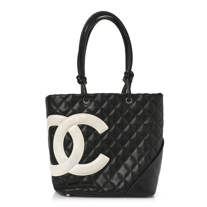 Chanel Calfskin Quilted Medium Cambon Tote Black White 1 of 10