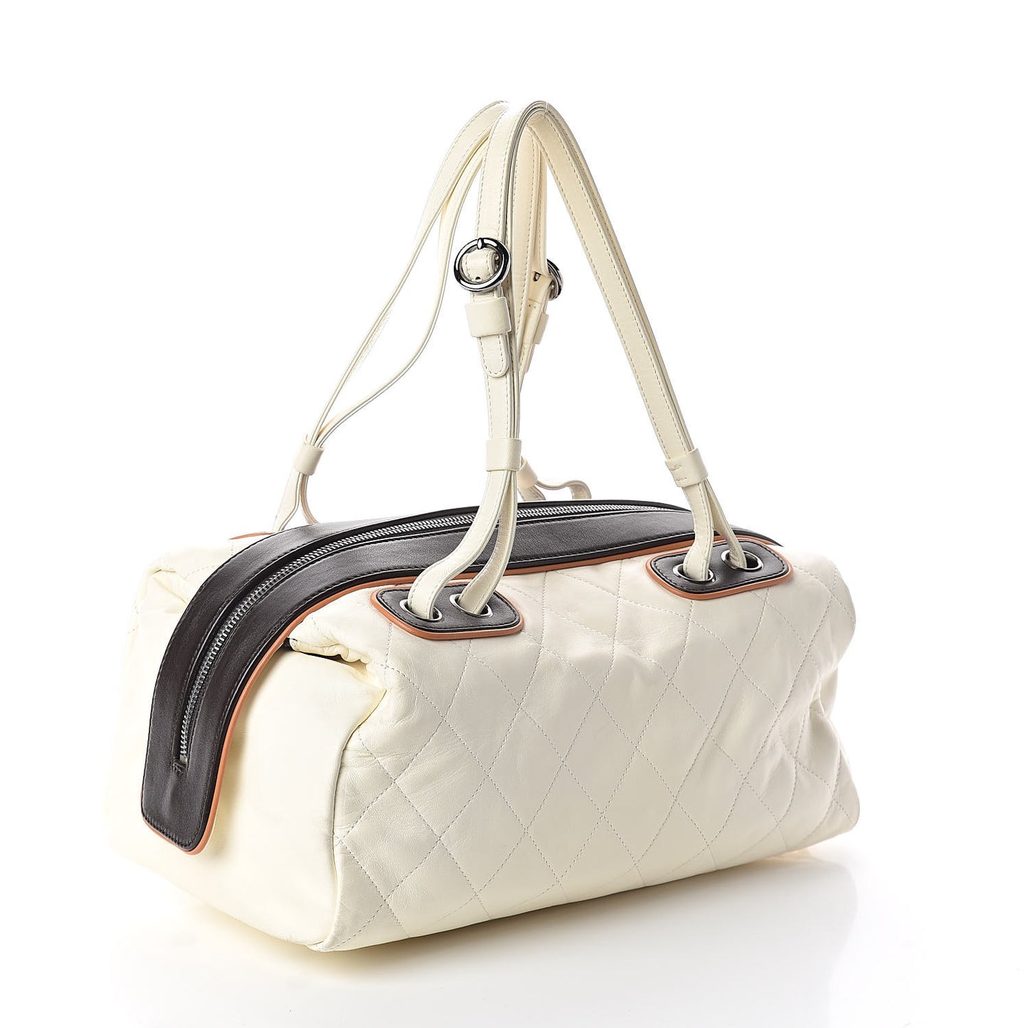 Lambskin Quilted Bowler White