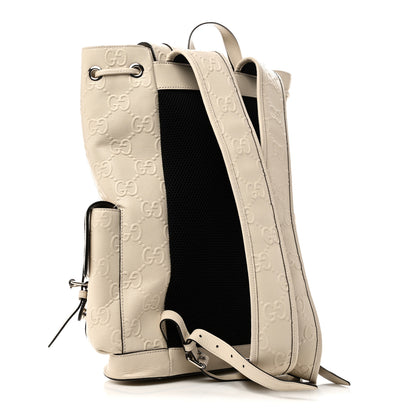 Gucci Piuma Calfskin Jumbo GG Embossed Double Buckle Backpack Mystic White 3 of 10