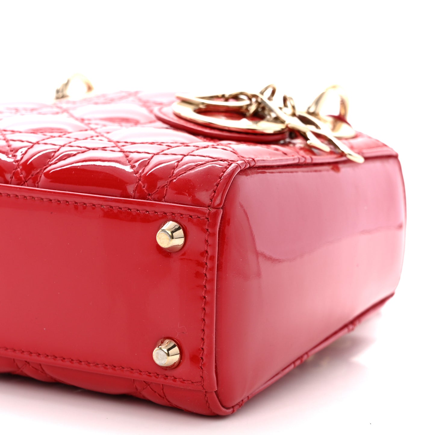 Patent Cannage Mini Lady Dior Red