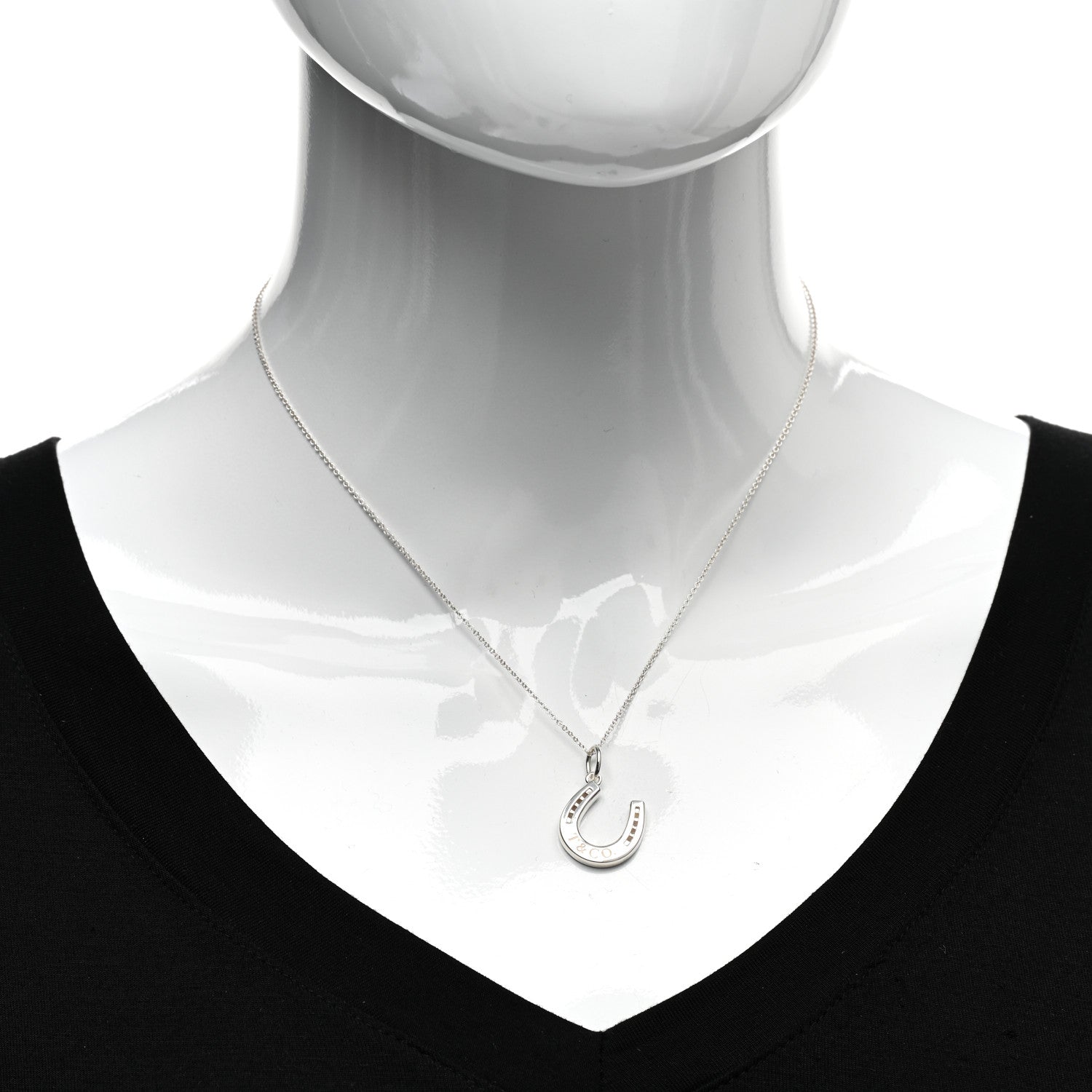 Tiffany Sterling Silver Horseshoe Pendant Necklace 2 of 4