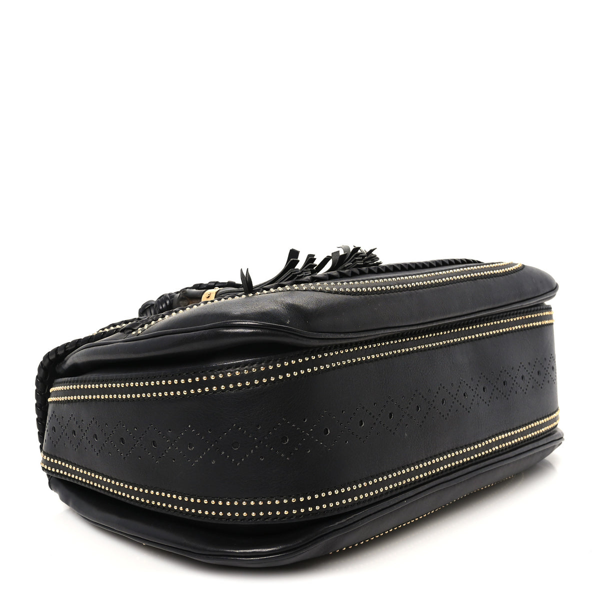 Calfskin New Bamboo Large Top Handle Bag Black