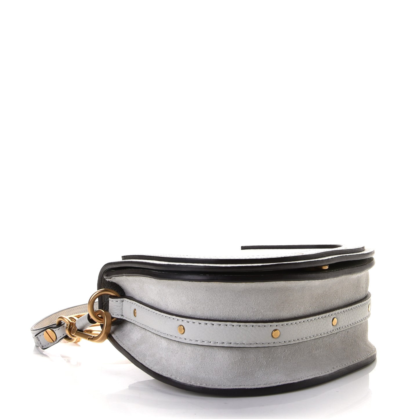 Calfskin Suede Small Nile Bracelet Bag Airy Grey