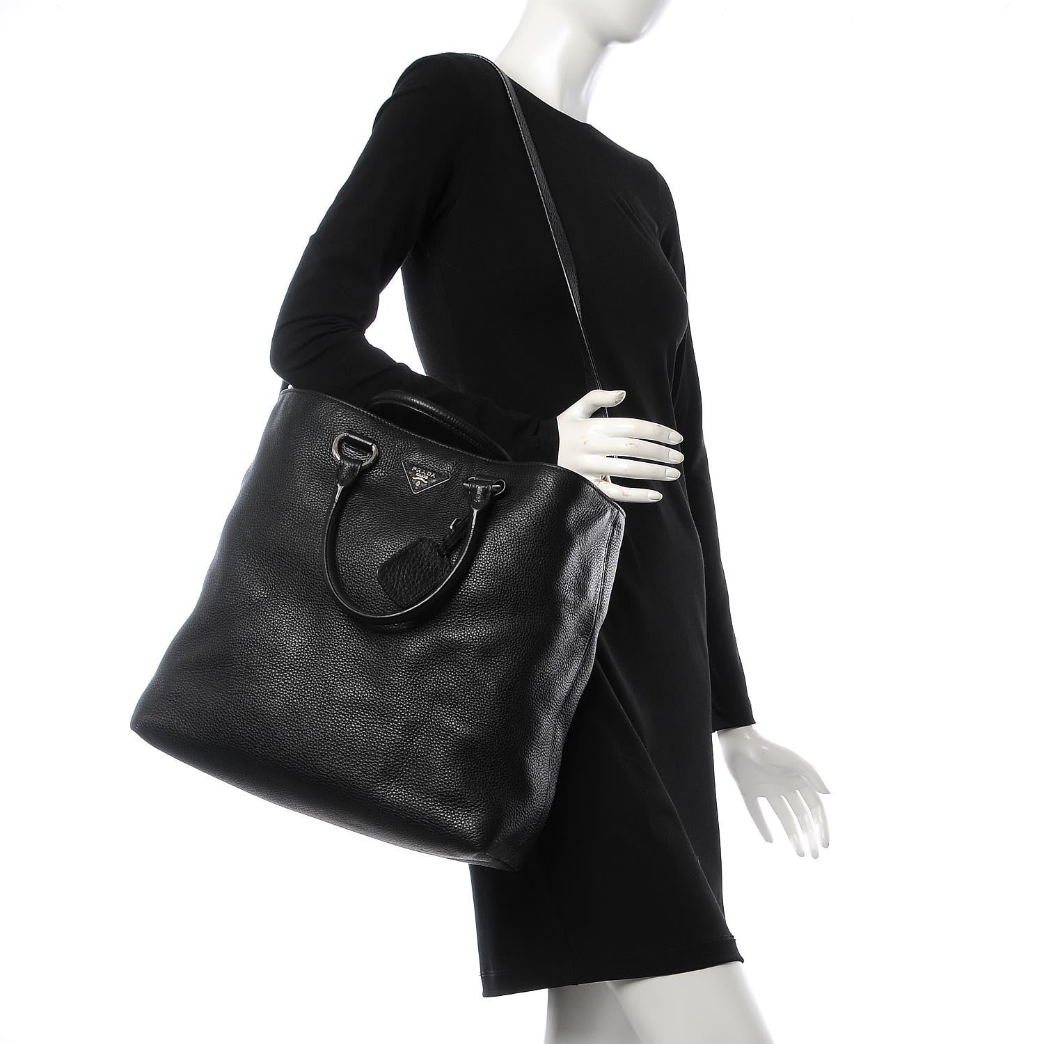 Prada Vitello Daino Tote Black 3 of 14