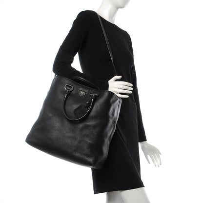 Prada Vitello Daino Tote Black 3 of 14
