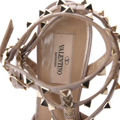 Valentino Garavani Patent Rockstud Ankle Strap Low Heel Pumps 37.5 Grey Poudre 8 of 10