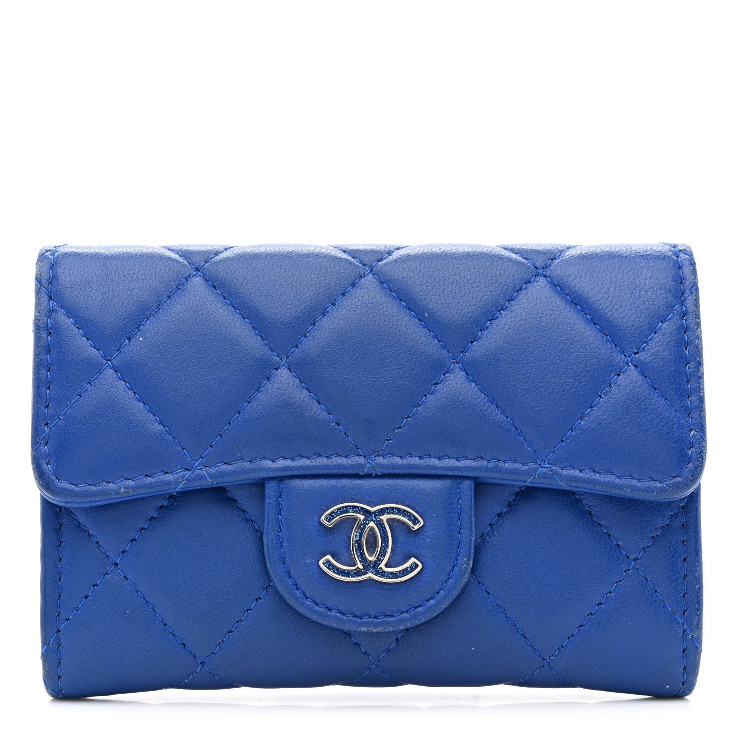 Chanel Lambskin Quilted Flap Card Holder Royal Blue 1 of 14