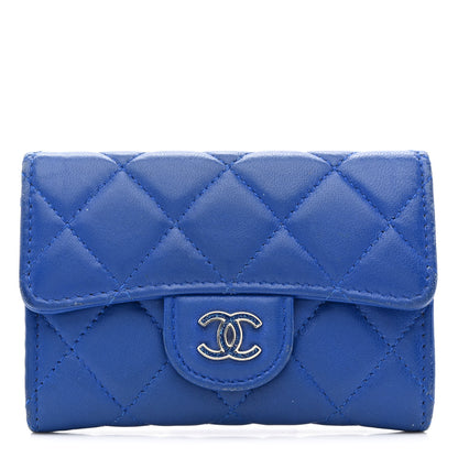 Chanel Lambskin Quilted Flap Card Holder Royal Blue 1 of 14