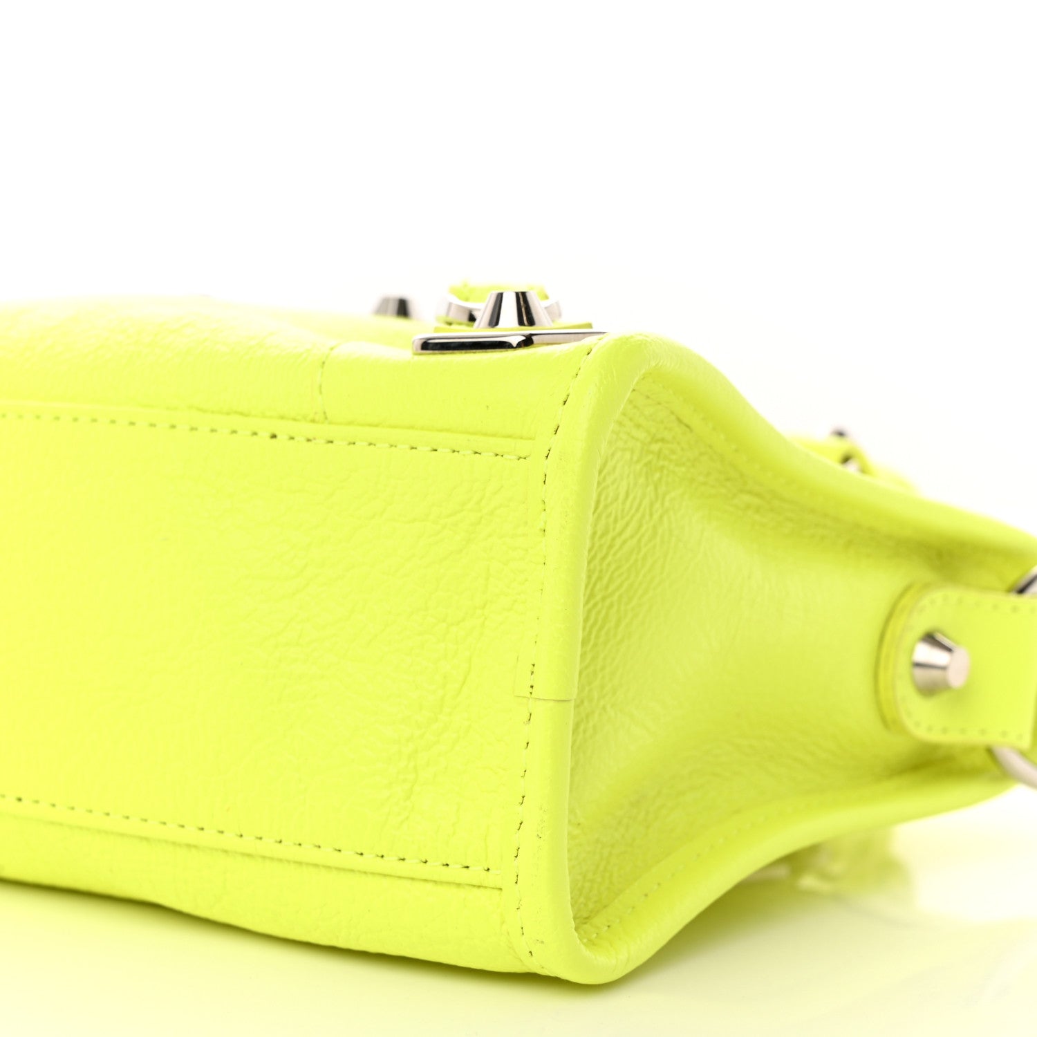 Balenciaga Chevre Silver Metallic Edge Hardware Mini City Acid Green 10 of 11