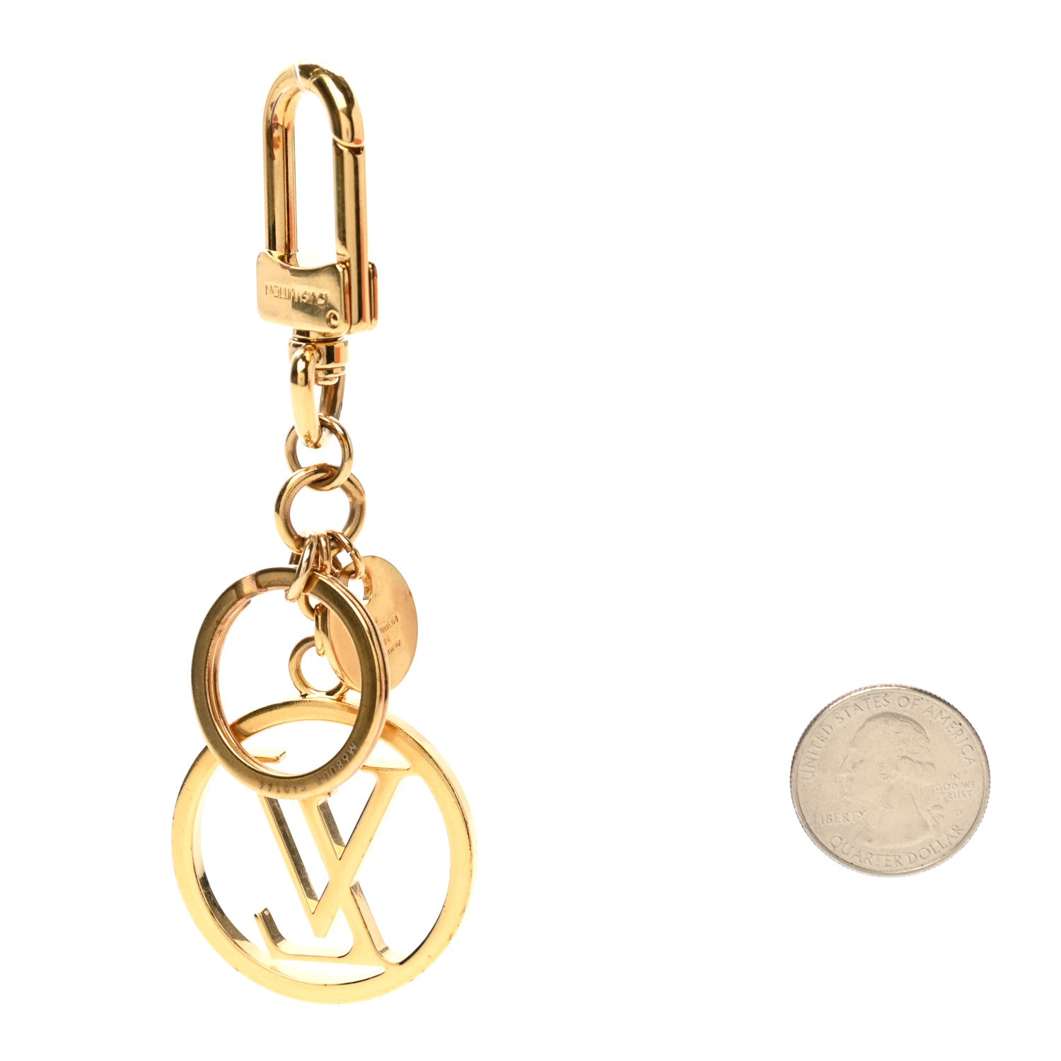 Louis Vuitton Metal LV Circle Bag Charm Key Holder Gold 2 of 7