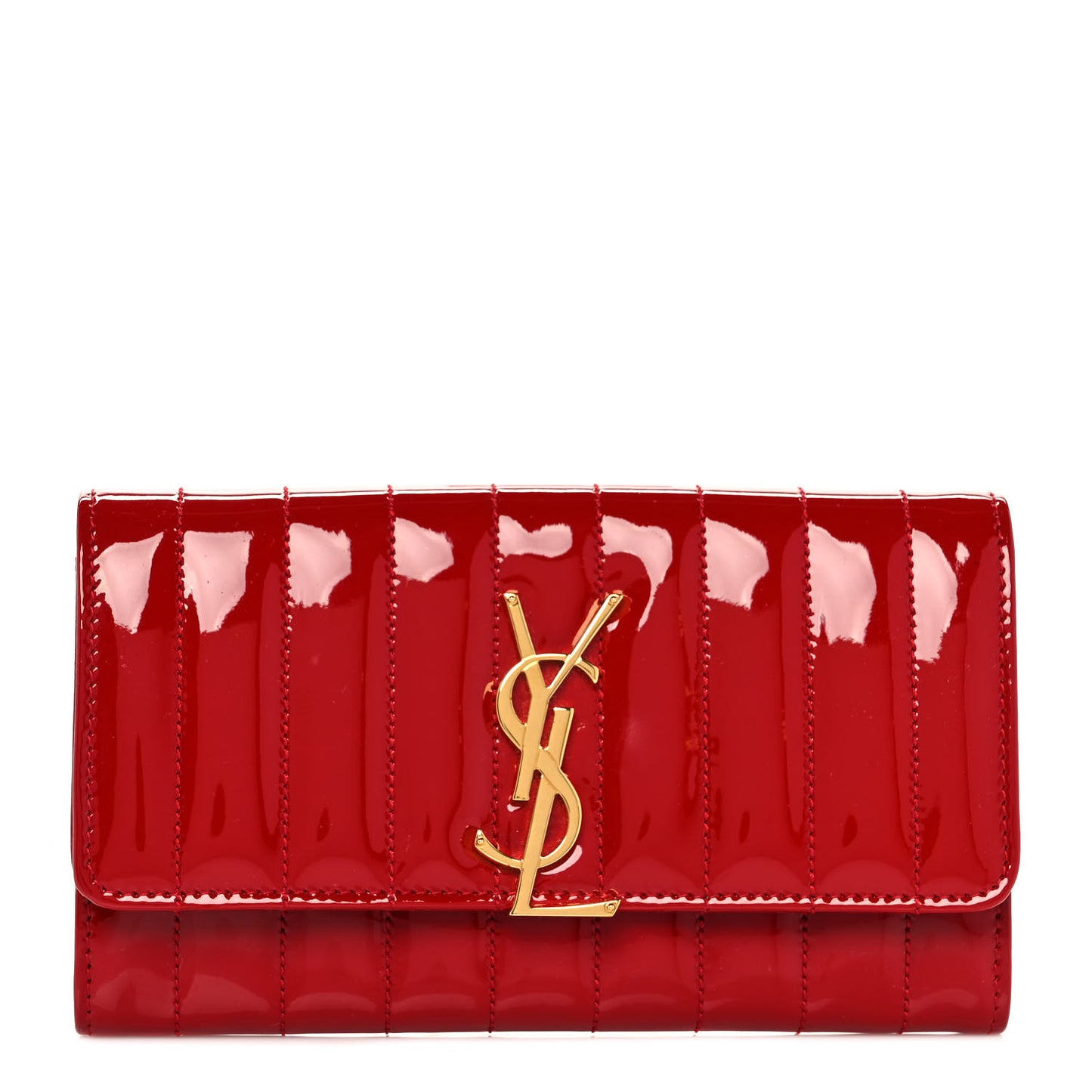 Patent Calfskin Matelasse Monogram Large Vicky Continental Wallet Rouge Eros