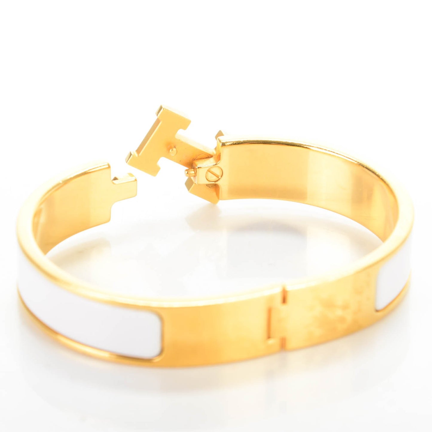 Enamel Narrow Clic Clac H Bracelet PM White