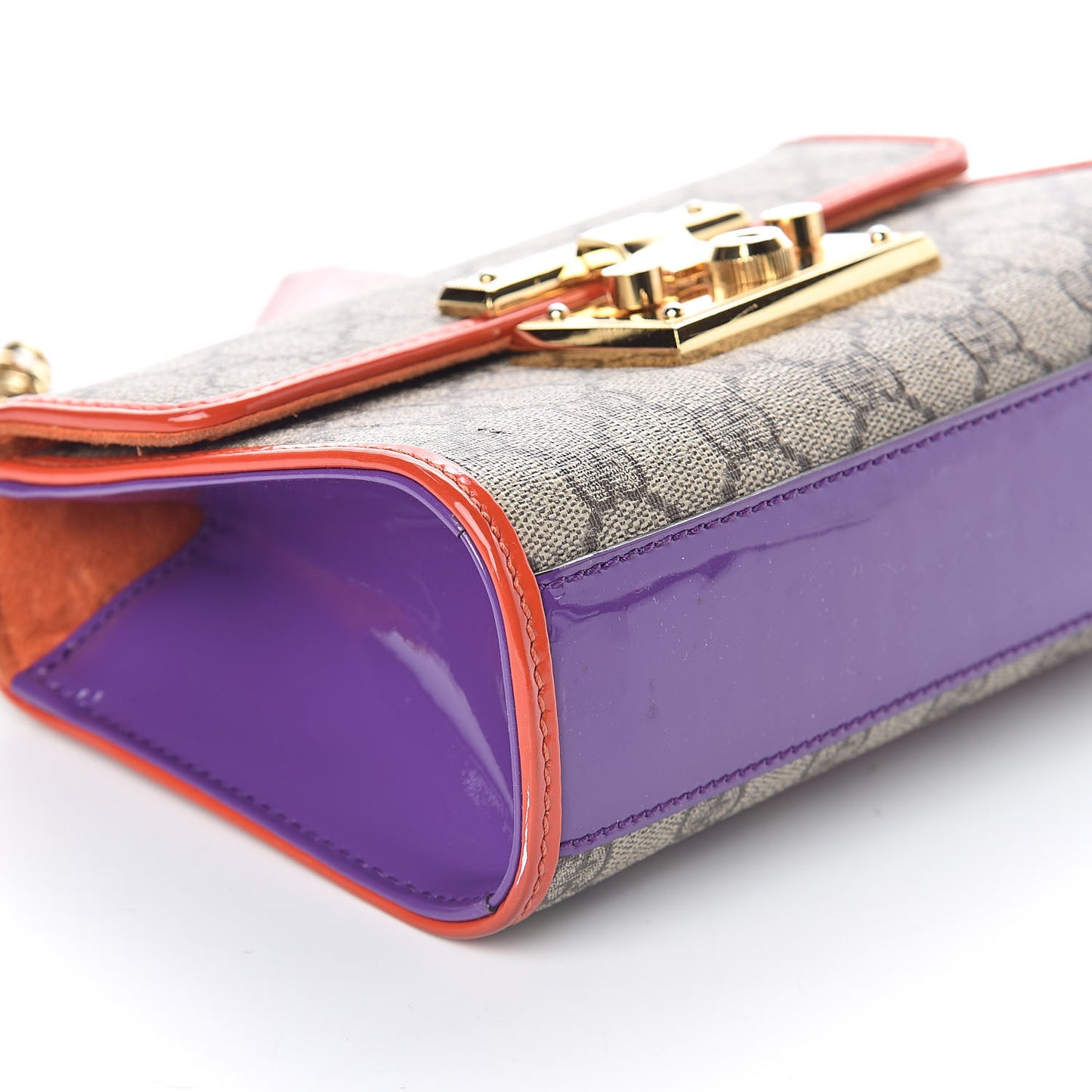 GG Supreme Monogram Patent Small Padlock Shoulder Bag Multicolor