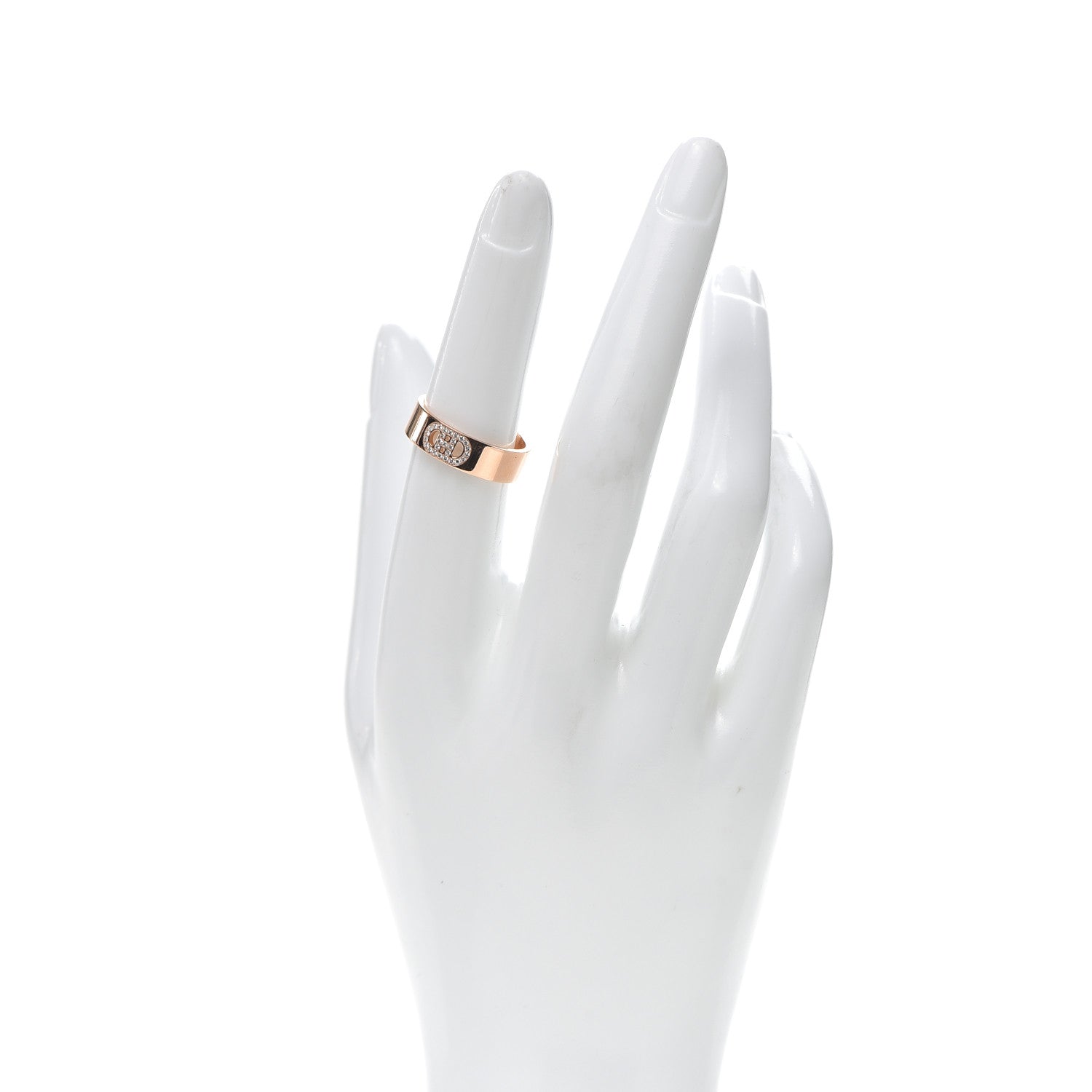 Hermes 18K Rose Gold Diamond PM H D'Ancre Ring 53 6.25 2 of 5