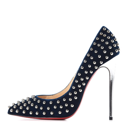 Christian Louboutin Velvet Specchio Billy 120 Spikes Pumps 38 Silver Eclipse 1 of 8