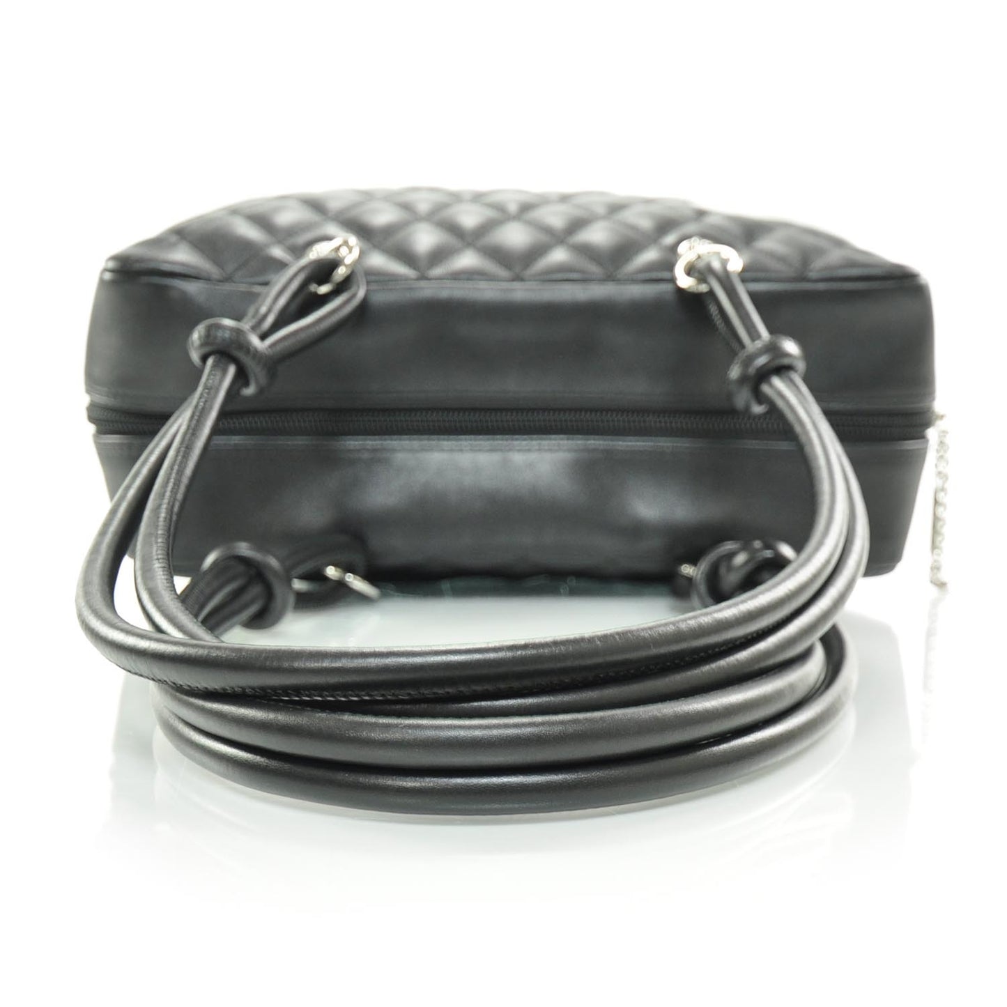 Calfskin Quilted Large Cambon Bowler White Black