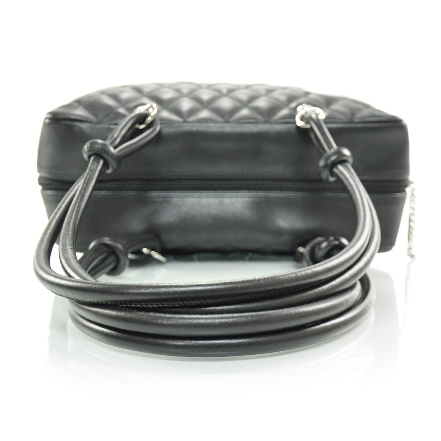 Chanel Calfskin Quilted Large Cambon Bowler White Black 6 of 10