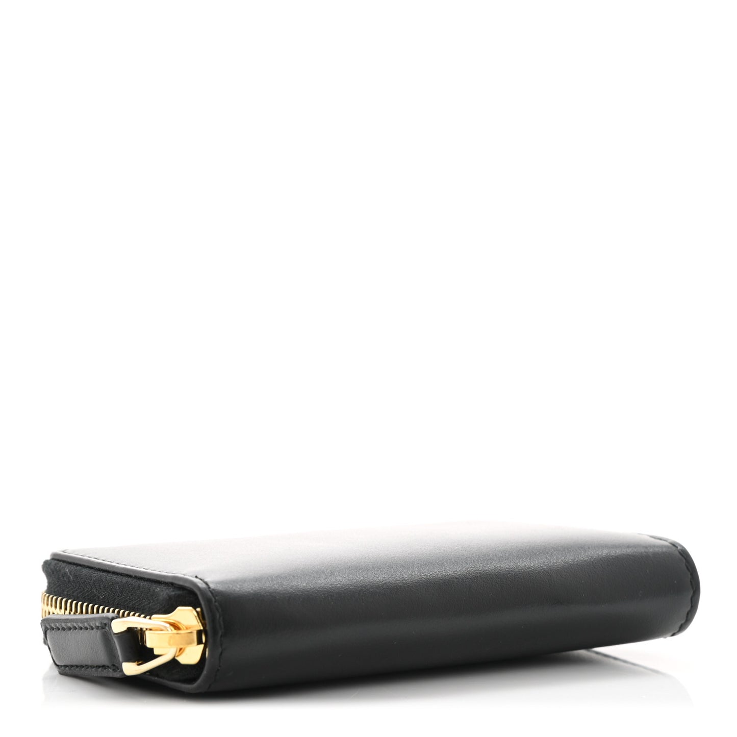 Plutone Calfskin Logo Zip Around Card Case Black