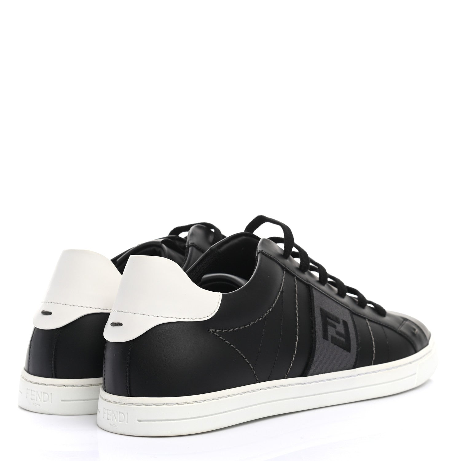 Fendi Calfskin FF Sneakers 9.5 Black Grey 4 of 8