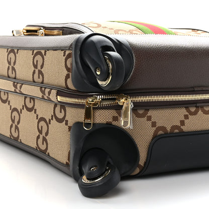 Gucci Monogram Jumbo GG Textured Dollar Calfskin Web Small Savoy Cabin Trolley Camel Ebony New Acero 7 of 8