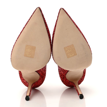 Jimmy Choo Dynamic Coarse Glitter Fabric Love 100 Pumps 36 Bubble Red 5 of 7