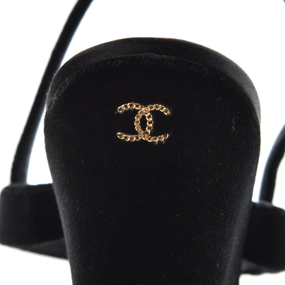 Chanel Velvet CC Sandals 39.5 Black 6 of 9