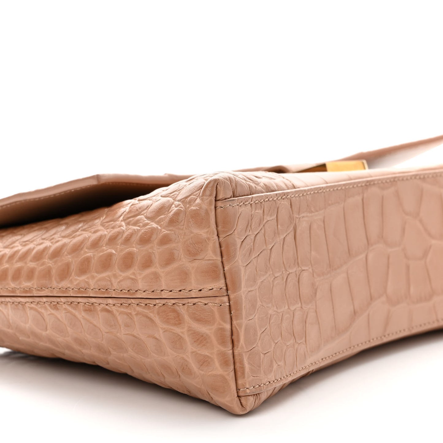Extra Supple Calfskin Crocodile Embossed XS Downtown Shoulder Bag Nude Beige