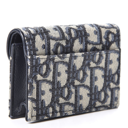 Christian Dior Oblique Saddle Card Holder Blue 2 of 8
