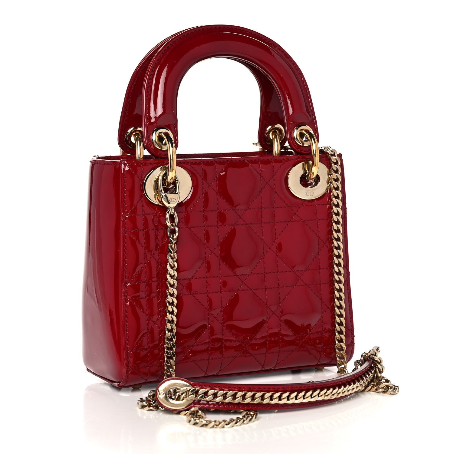 Christian Dior Patent Cannage Mini Lady Dior Red 3 of 15