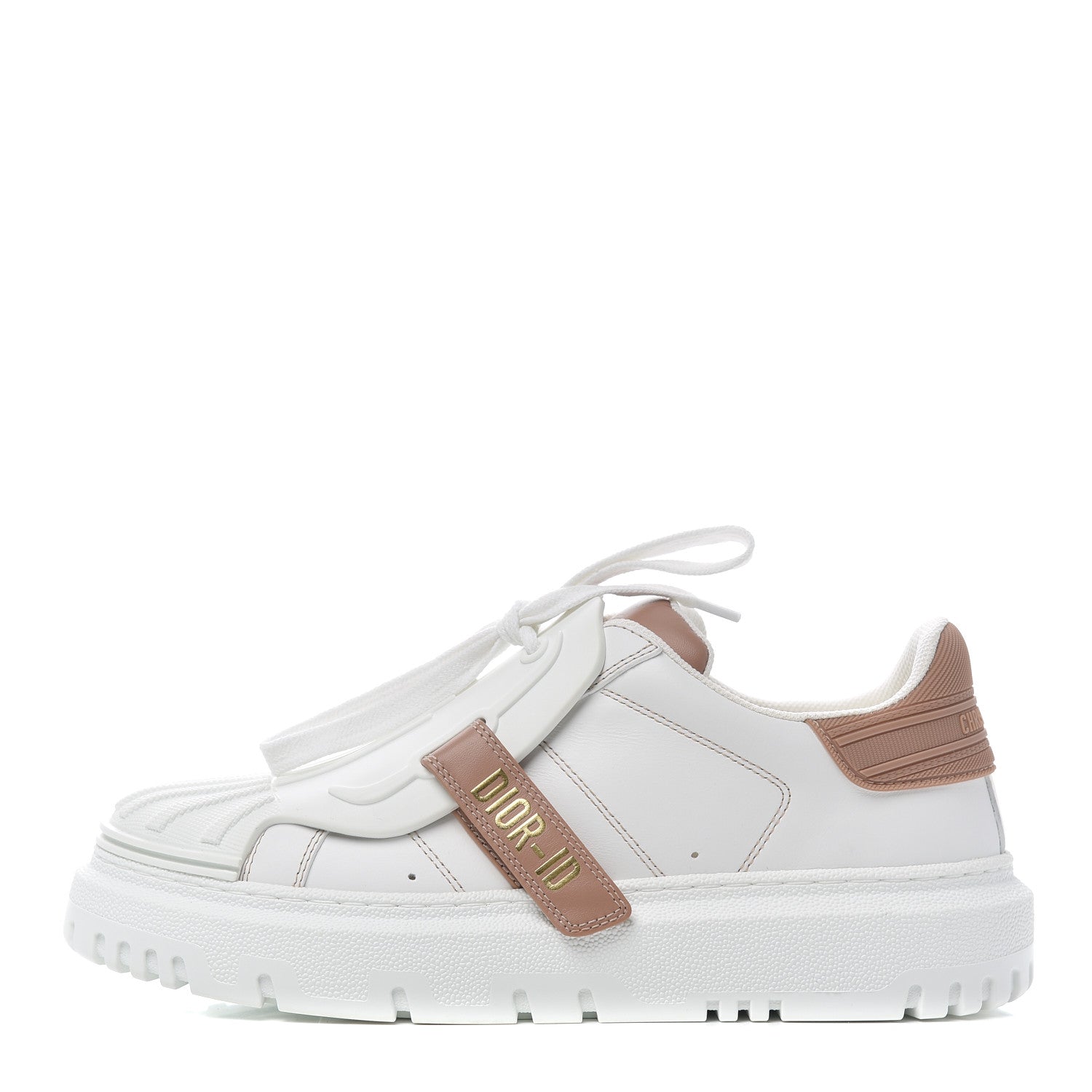 Christian Dior Calfskin Bi-Color Dior-ID Platform Sneakers 37 White Nude 1 of 10