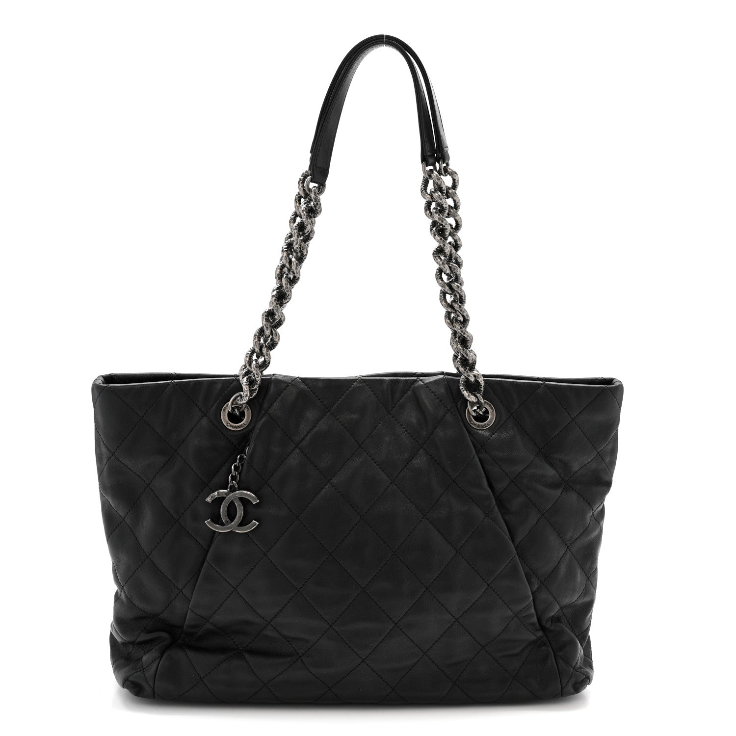 Chanel Calfskin Quilted Large Coco Pleats Tote Black 1 of 13