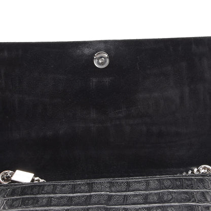 Saint Laurent Calfskin Crocodile Embossed Medium Classic Monogram Kate Tassel Satchel Black 8 of 8