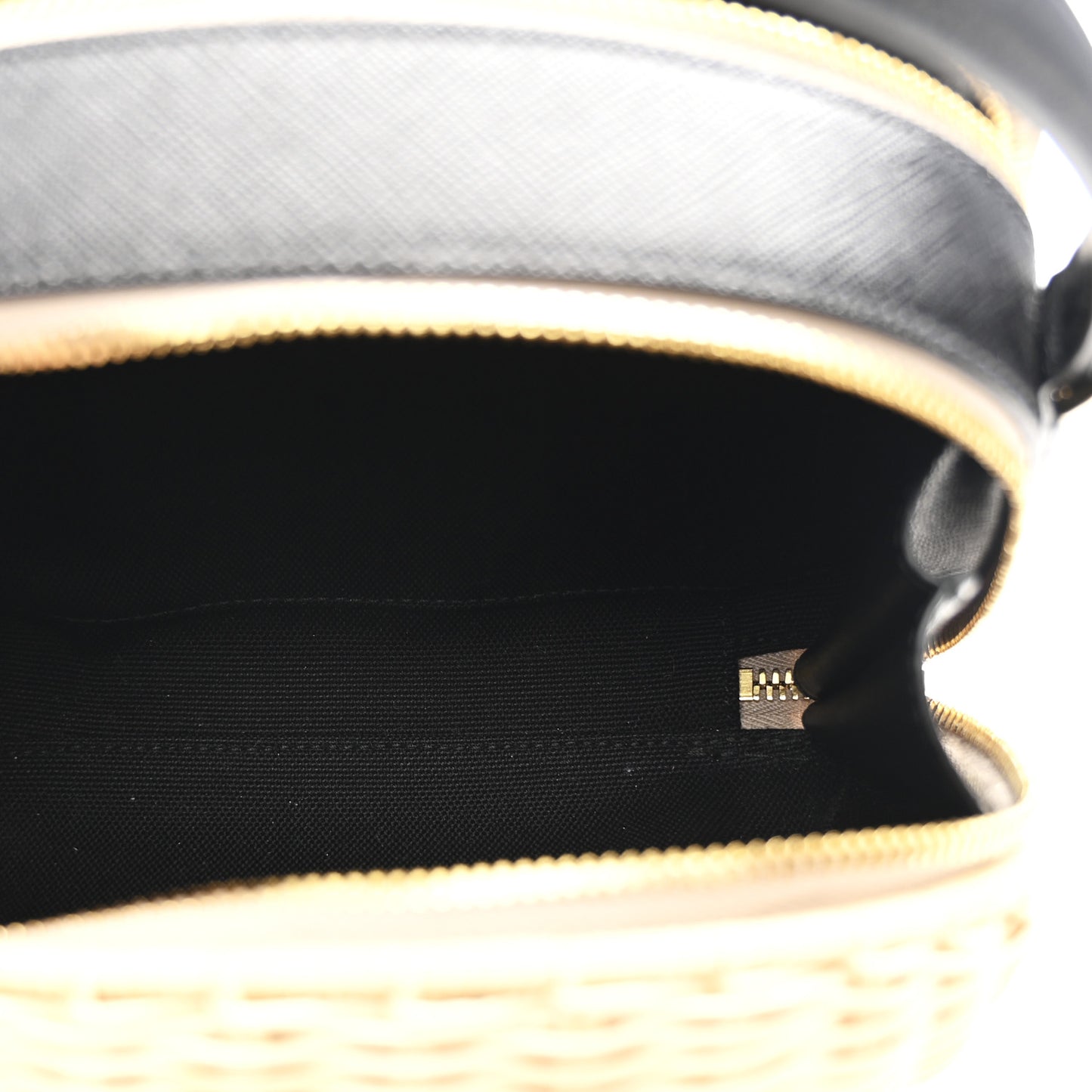 Wicker Saffiano Midolino Odette Top Handle Bag Naturale Black