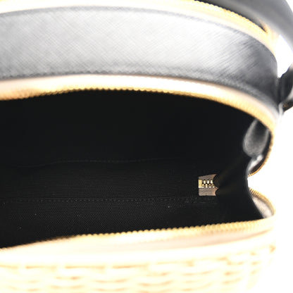Prada Wicker Saffiano Midolino Odette Top Handle Bag Naturale Black 6 of 11