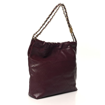 Chanel Caviar Quilted Small Chanel 22 Dark Burgundy 4 of 11