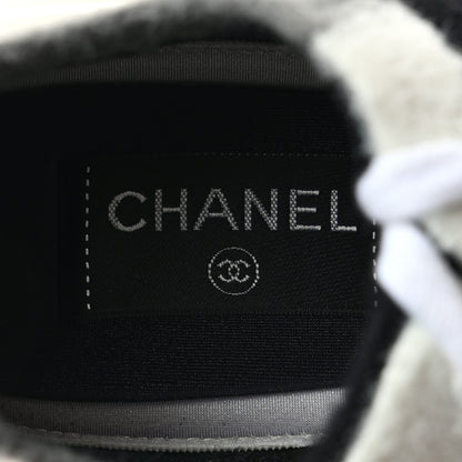Chanel Mixed Fabrics Knit Sneakers 38 Black Grey White 6 of 9