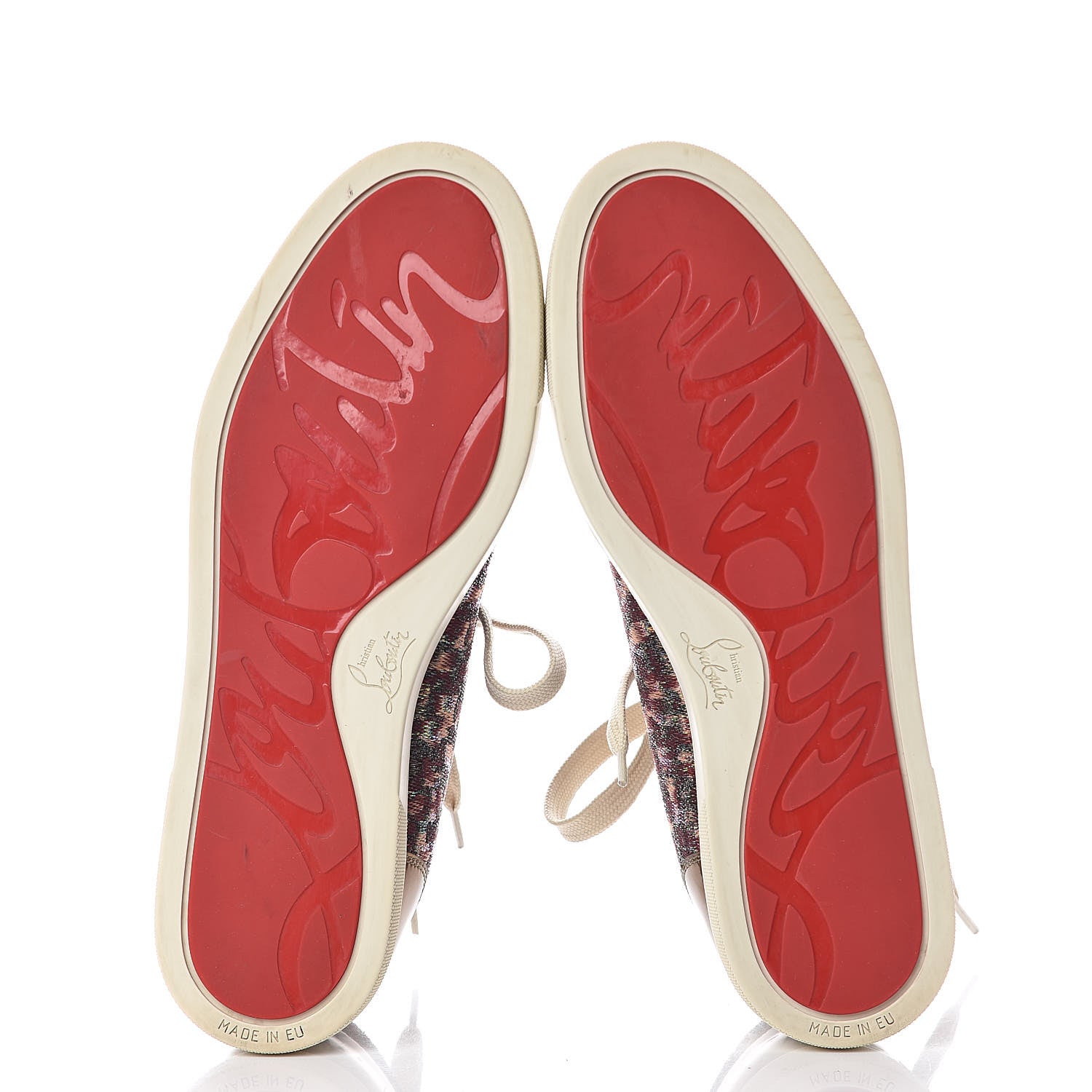 Christian Louboutin Crystal Metallic Suede Peacock Woven Lurex Gondolastrass Sneakers 40 Burgundy 7 of 10