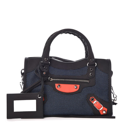 Balenciaga Mesh Arena Classic Silver Hardware Mini City Black Navy Orange 1 of 7